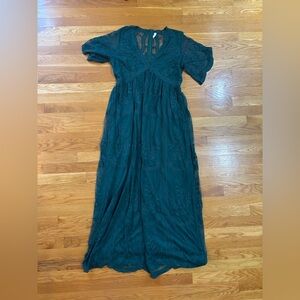 PinkBlush Forest Green Lace Mesh Overlay Maternity Maxi Dress -XL
